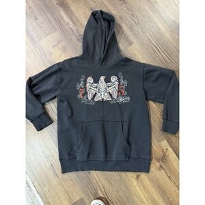 VINTAGE Avirex Hoodie Boys Youth XL 18-20 Black Full Zip Crest Y2K Street 00s